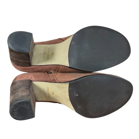 Cole Haan Grand.OS Brown High Heel Chunky Ankle Boots Booties Shoes Leather 8 B - Picture 16 of 16